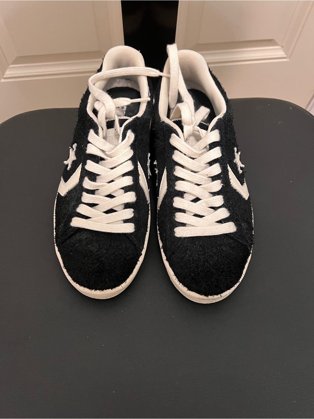 Converse Black and White Low-Top Sneakers with Star Chevron